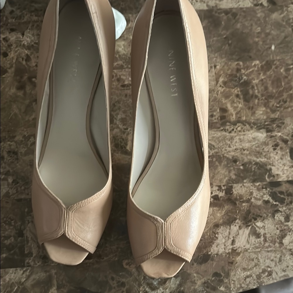 Nine West Women's Tan Peep Toe Heels